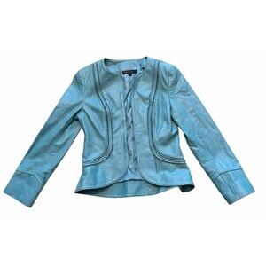 lafayette 148 Long Sleeve Leather mint jacket size 8 Stunning Details Rare find